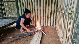 Complete Bamboo House, Make Kitchen House | bushcraft shelter & survival | Dang Thi Mui
