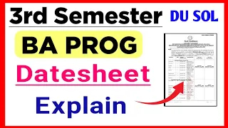 SOL BA PROG Third Semester Datesheet Explain 2023 | SOL Third Semester Exam Datesheet DEC Exam 2023