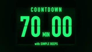 70 Minutes Countdown Flip Timer / Simple Beeps 🟢