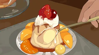 Geckos enjoy pudding (little food animation with sound