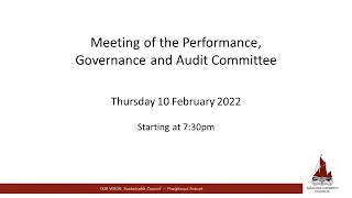 10/02/2022 - Performance, Governance and Audit Committee meeting