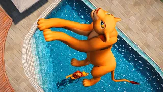 Simba and Nala Ragdolls GTA 5 lion king funny mod (GTA 5 Euphoria Physics Funny Moments & Fails) 4K