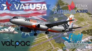 Vatsim USA FNO Down under. Fenix A320 from Orbx Brisbane to FlyTampa Sydney on MSFS