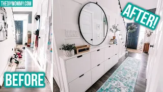 Small Entryway Makeover with IKEA hack for TONS of hallway storage! | The DIY Mommy