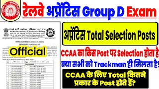 CCAA रेलवे अप्रेंटिस का ग्रुप डी Exam मे किस Post पर Selection होता है | Railway Group D New Vacancy