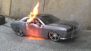 RC Car Burnout Ends In Flames || RC Car Destruction