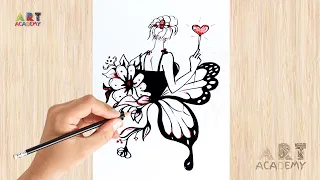 butterfly girl tattoo drawing - tattoo drawings on paper