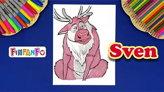 How to draw Sven Reindeer from Frozen step by step easy I Disney characters for beginners