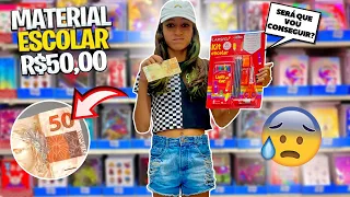 [DESAFIO] COMPRANDO MATERIAL ESCOLAR COM 50,00 REAIS | COMPRANDO MATERIAL ESCOLAR BARATO