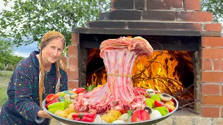 WHOLE LAMB RIB In Oven Recipe | Grandma Cooking Lamb Ribs In Village | Best Cupcake Recipe