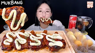 BBQ 자메이카통다리 치킨🍗마요네즈 듬뿍 뿌려서😋 먹방 (ft.치즈볼) Chicken Cheese balls REAL SOUND/ MUKBANG/ ASMR