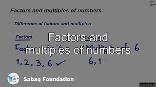 Factors and multiples of numbers, Math Lecture | Sabaq.pk |