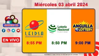 Lotería Nacional LEIDSA y Anguilla Lottery en Vivo 📺│Miércoles 03 abril 2024- 8:55 PM