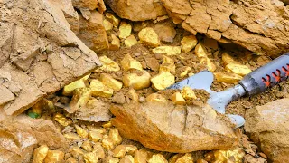 Wow So Lucky! Digging for the Big Gold Nuggets Are worth Million Dollar, Panning Gold.