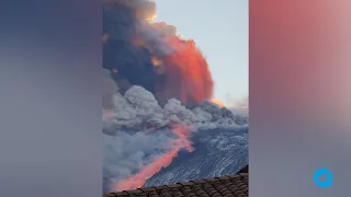 Spectacular eruption of Etna, on the island of Sicily