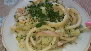 Постное меню - кальмары с овощами и рисом, хороший рецепт в Великий пост