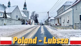 Driving in Poland from Lubsza towards Wroclaw in the snow