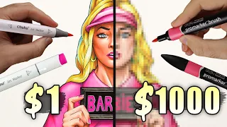 $1 vs $1000 MARKER ART | Which is WORTH IT..? | BARBIE