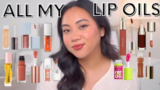 COMPARING ALL OF MY LIP OILS | DRUGSTORE AND HIGH END LIP OIL REVIEW