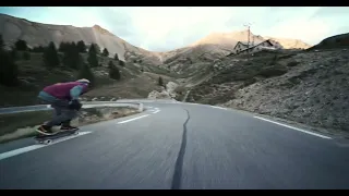 downhill skateboarding in the french alps