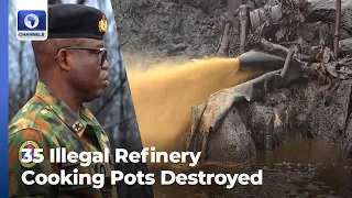 FULL VIDEO: Operation Delta Safe Destroys 35 illegal Crude oil Refinery Pots In Samkiri Community