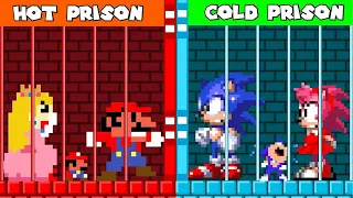 Family Challenge: Super Mario Bros. but Mario Hot Prison vs Sonic Cold Prison | Game Animation