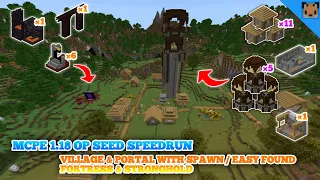 Minecraft PE 1.18 Seed Speedrun - Village & Portal with At Spawn - Easy found Stronghold & Fortress!