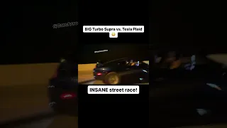 BIG Turbo Supra vs. Tesla Plaid! INSANE STREET RACE! (Click related video for more!)