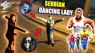 Franklin Saving Avengers Fight With SERBIAN DANCING LADY and Save GTA5 ! (GTAV Avengers)