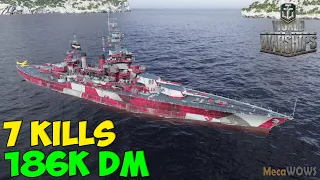 World of WarShips | Colorado | 7 KILLS | 186K Damage - Replay Gameplay 1080p 60 fps