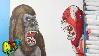 How to Draw Kong vs Skar King Face Off | Godzilla x Kong