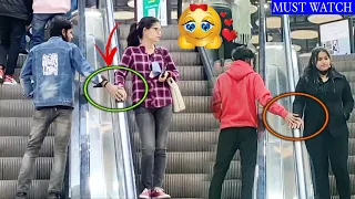 Touching strangers hands on the escalator|| pappu prankster