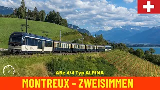 Cab Ride Golden Pass - Montreux - Interlaken Part 1 (MOB to Zweisimmen, Switzerland) 4K