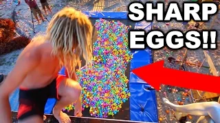 TRAMPOLINE VS PLASTIC EASTER EGGS!!! | JOOGSQUAD PPJT