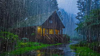 FORTI PIOGGE ,VENTO FORTE sul Tetto di Lamiera nella Foresta Nebbiosa - Pioggia per Dormire di Notte