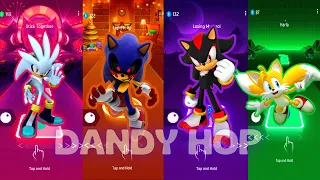 Hyper Sonic vs Sonic Exe vs Shadow vs Tails in Tiles Hop EDM Rush!