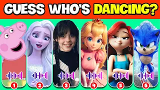 Guess Who's DANCING? Who DANCES Better? Wednesday, Super Mario Bros, Elsa, Chelsea, Peppa Pig, Sonic