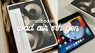 unboxing  iPad Air 5th Generation (Starlight) and Apple Pencil 2 (aesthetic, ASMR, accessories)