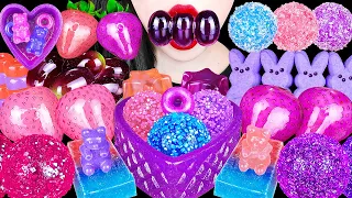 ASMR PINK PURPLE FOODS *JELWEL BOX KOHAKUTO, TANGHULU MARSHMALLOW JELLY 핑크보라 디저트 EATING MUKBANG 먹방