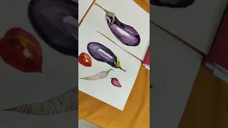рисуем натюрморт с овощами акварелью