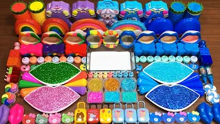 RAINBOW vs BLUE ! Mixing Random Things into GLOSSY Slime - Satisfying Slime video #340