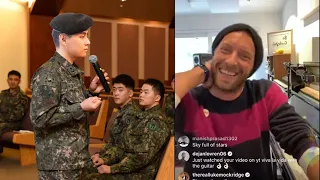 Taehyung's video goes viral,Chris Martin Didn't Expect V BTS To Sing "Paradise" At Military Ceremony