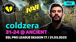 CSGO POV 00NATION coldzera (31-24) vs NAVI (ANCIENT) @ ESL Pro League Season 17 / Mar 21, 2023