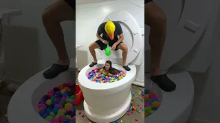 Rubber Ducky PRANKED Me in the Giant Toilet Surprise Egg Pool with Balloon #shorts