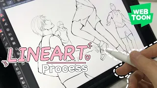 ♡ Draw with me! | Webtoon panel - LineArt process ♡