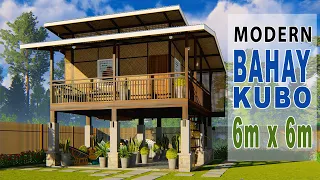 MODERN BAHAY KUBO | ELEVATED AMAKAN HOUSE DESIGN (6m x 6m)