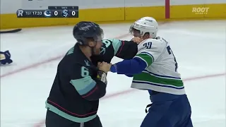 Adam Larsson vs Tanner Pearson fight Seattle Kraken vs Vancouver Canucks (2022 NHL)