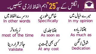 Essential English Vocabulary words with their Urdu meaning |Words Pronunciation