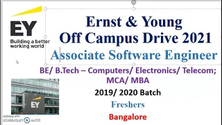 Ernst & Young Off Campus Drive 2021 | Associate Software Engineer | 2019/ 2020 Batch