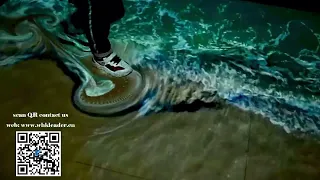 Holographic projection Ocean waves 3D virtual floor beach footprint interaction,interactive floor